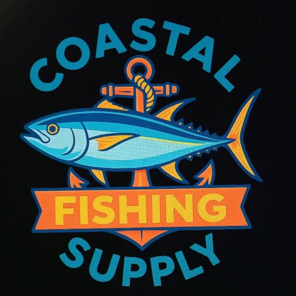 Logo with fish, anchor, and text 'Coastal Fishing Supply'.