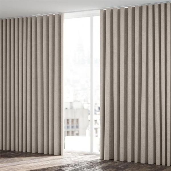 wave heading beige curtains