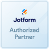 Jotform Authorized Partner badge with logo and text.