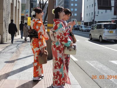 Japan - girls wearing traditional kimonos