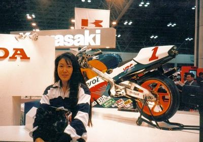 Keiko at a bike show