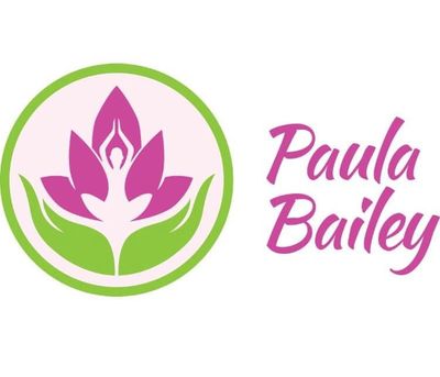 Photo of Paula Bailey Counselling logo green outer circle purple lotus flower with green hands