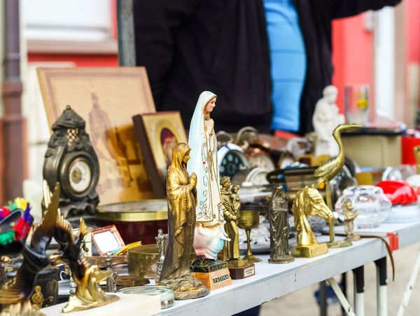 Sunday brocante in small Alsatian village, France
