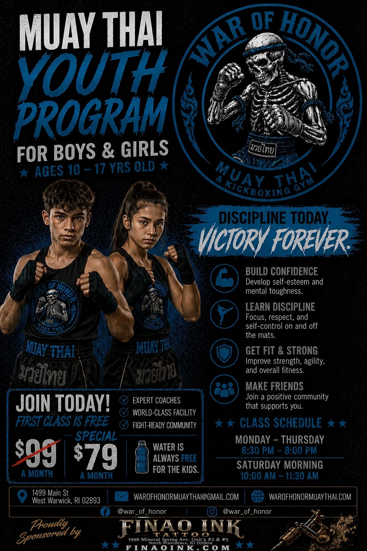 Muay Thai youth program for ages 10-17 with expert coaching and fitness benefits.
