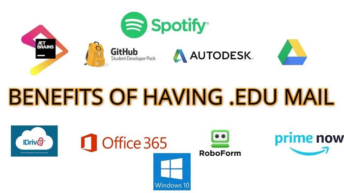 Logos showing benefits of having a .edu email from various services.