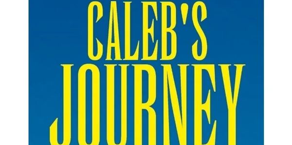Book cover titled Caleb's Journey with yellow text on blue background.