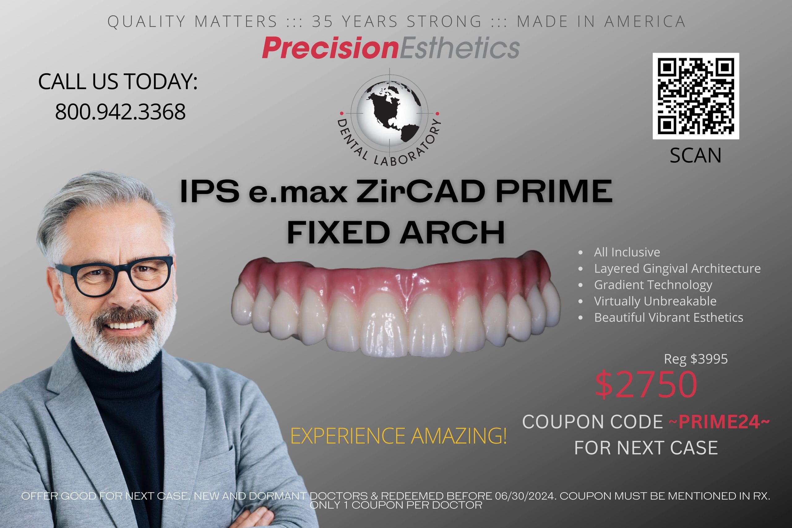 IPS e.max ZirCAD Prime Fixed Arch Coupon