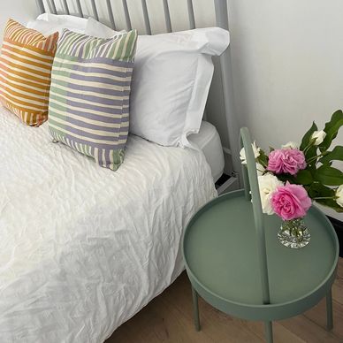 Master bedroom with clean lines , Egyptian cotton linen at Trust Cottage