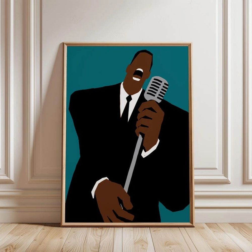 Original acrylic minimalist jazz art paintings of musicians by painter Kenneth Joslin. 