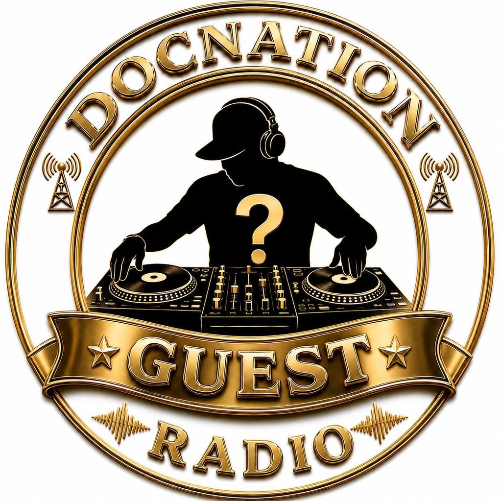 Logo of Docnation Guest Radio with DJ silhouette.
