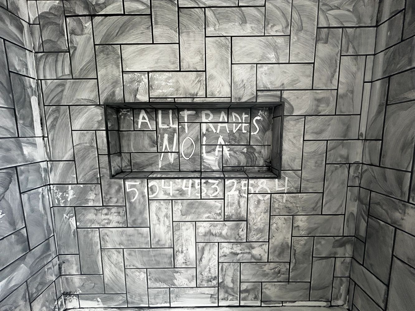 Tile, grout, pre-wipe down.