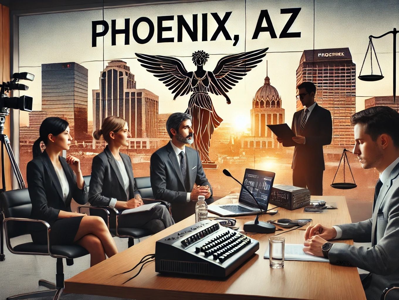 Beautiful illustration of Phoenix, AZ - Encapsulating the vast reach of Caption Legal's dominance.