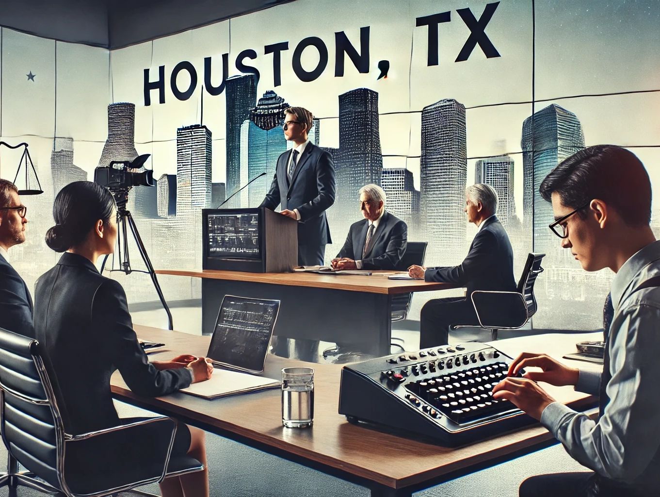 Beautiful illustration of Houston, TX - Encapsulating the vast reach of Caption Legal's dominance.