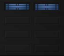 long panel garage door with windows