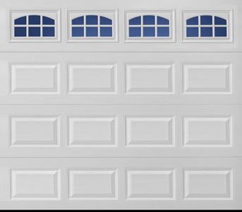 short panel garage door with windows