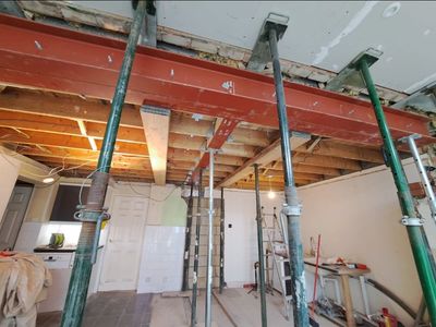 RSJ installation and structural opening with temporary supports in Norwich