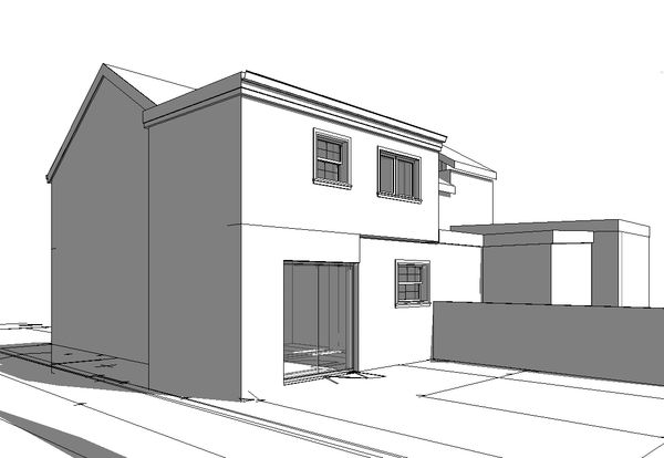 3-D Image - Rear Extension, Option 2 Work in Progress Model