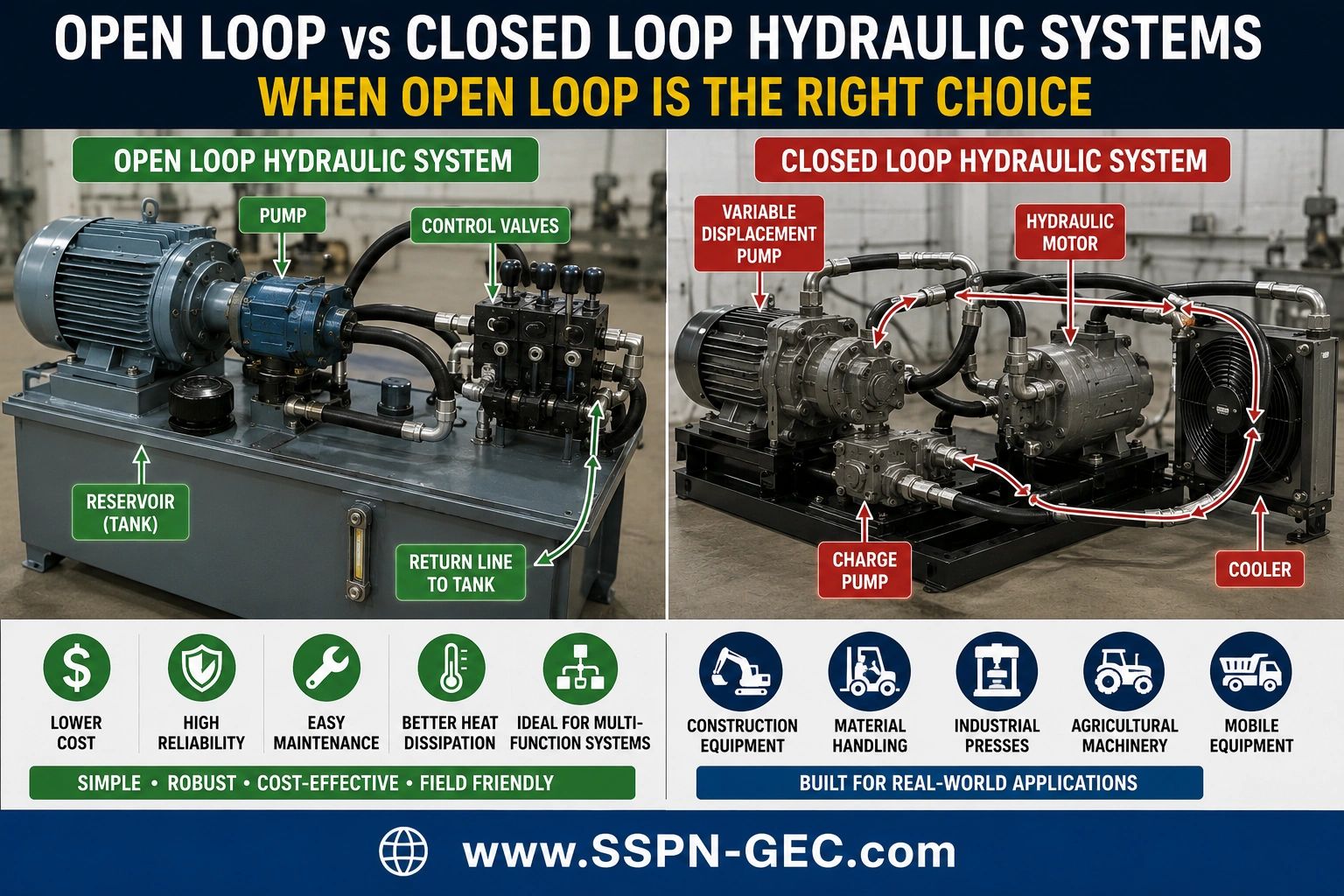 Open Loop vs Closed Loop Hydraulic Systems: Selection guide
