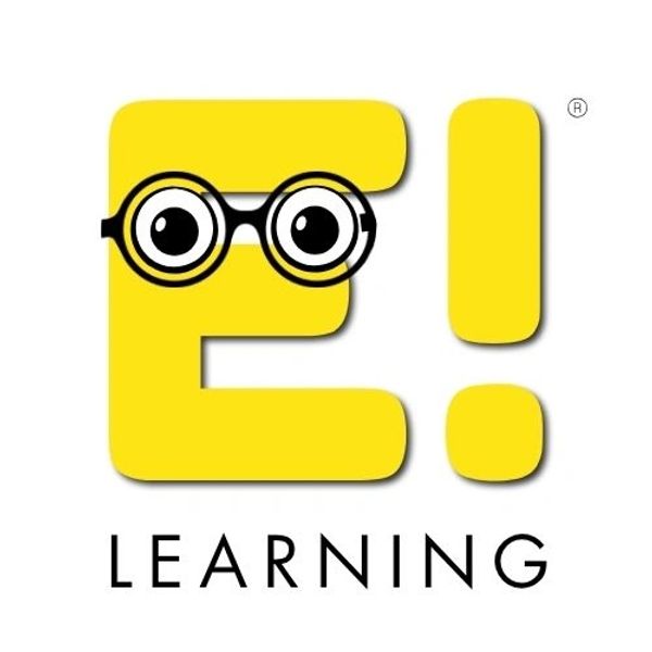Logo amarillo de E! Learning con gafas.