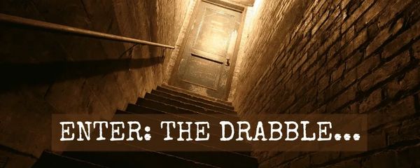 A sinister door at the top of a staircase with brick walls on either side