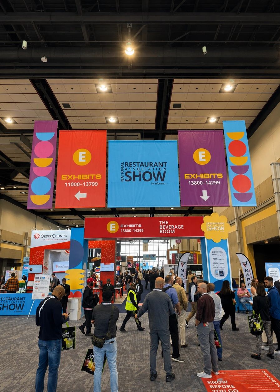 People gather at the National Restaurant Association Show exhibit area.