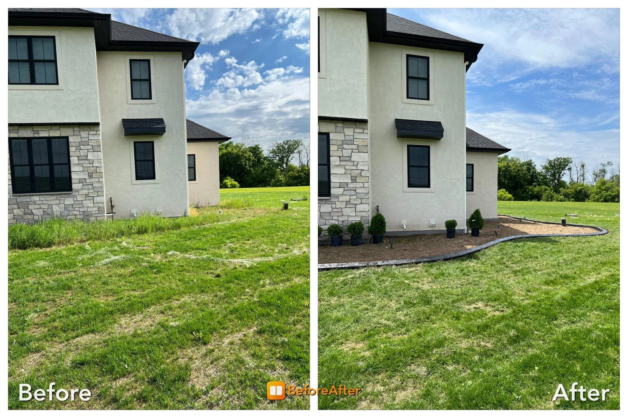 Before and After of a client concrete curbing job.