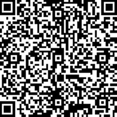 A black and white QR code with a complex pattern of squares.