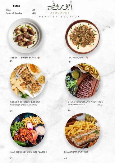 kibbeh with yougurt, tatar burak, grilled chicken breat, shawarma, grille dbeef, grilled half chicken