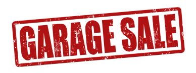 Red stamp with 'GARAGE SALE' text.