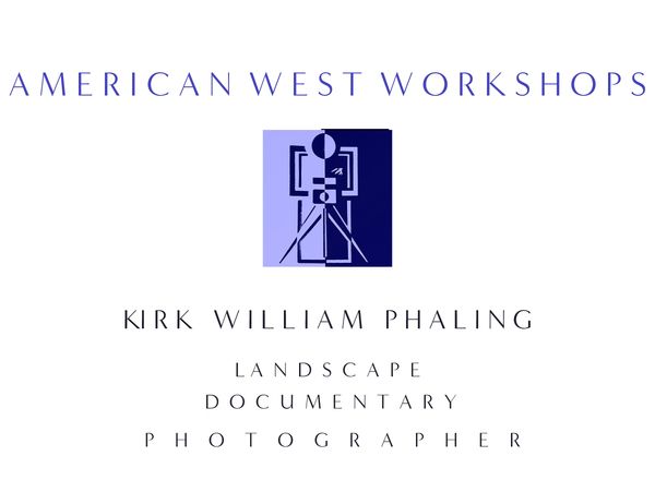 Logo for American West Workshops with photographer Kirk William Phaling.