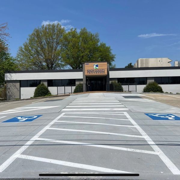 this is the longest ada ramp in knoxville installed by Crescostone at the Knox County Clerks Office