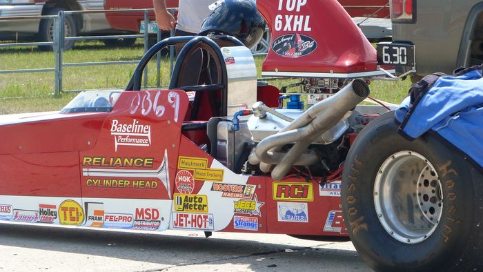 Dragsters are the main attraction at a drag race meet. This machine is owned by Baseline Performance