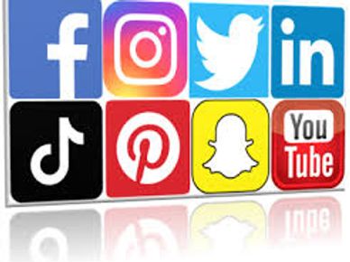 Social Media Icons: Facebook, Instagram, Twitter (X), LinkedIn, Tik-tok, SnapChat, YouTube