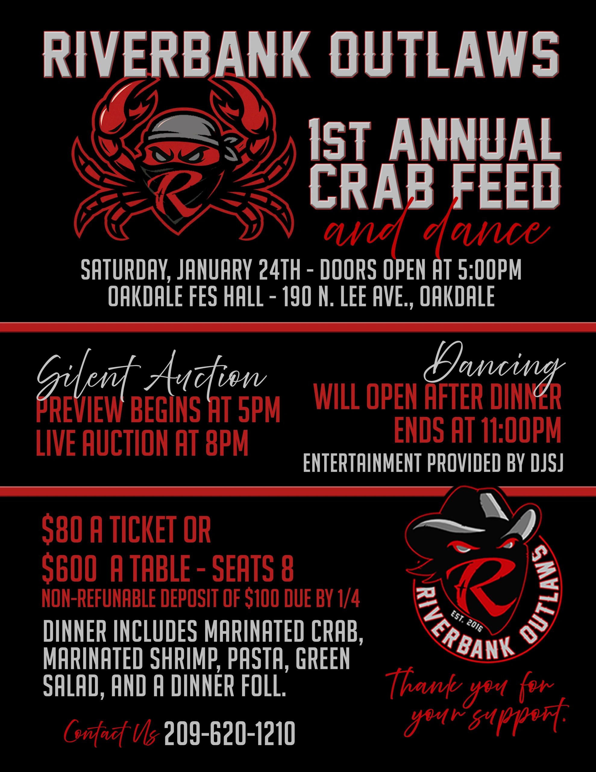 Come be part of our First Annual Crab Feed Dinner & Dance!
We’re excited to kick off this new tradit