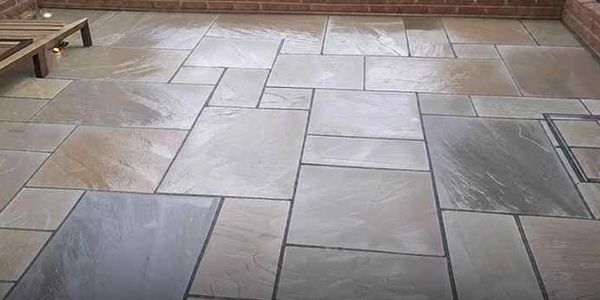 Cleaning a Sandstone Patio in Newcastle Under Lyme, Staffordshire