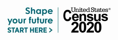 Logo for the United States Census 2020 with slogan.