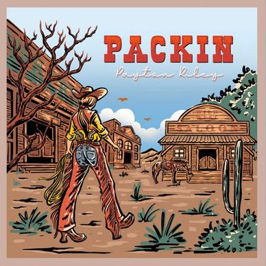Western cowboy scene with bold 'PACKIN' title in red letters.