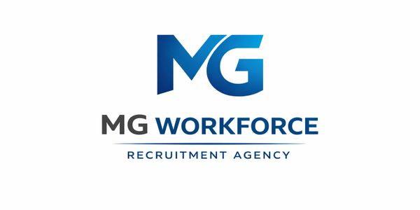 Logo of MG Workforce Recruitment Agency with blue stylized letters.