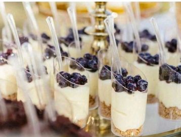 desserts blackberry and cream mousse in cups