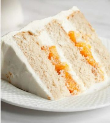 buttery and fluffy peach cake