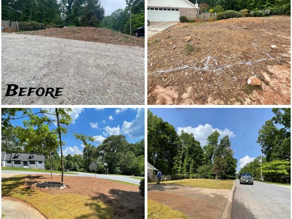 Grading, Stump removal, Sod & Pinestraw installation was done in this project.