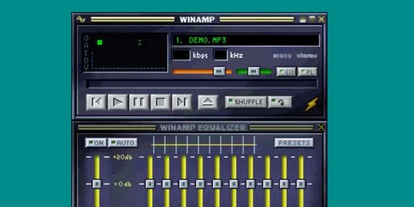 Classic Winamp music player interface with equalizer.