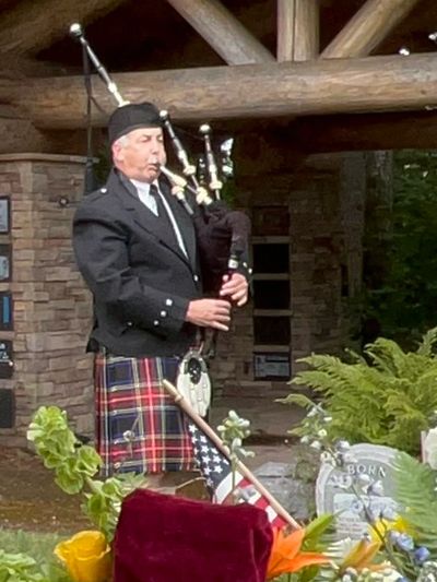 bagpipes at a memorial service
