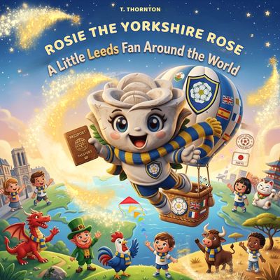 Rosie the Yorkshire Rose flies in a hot air balloon around the world.