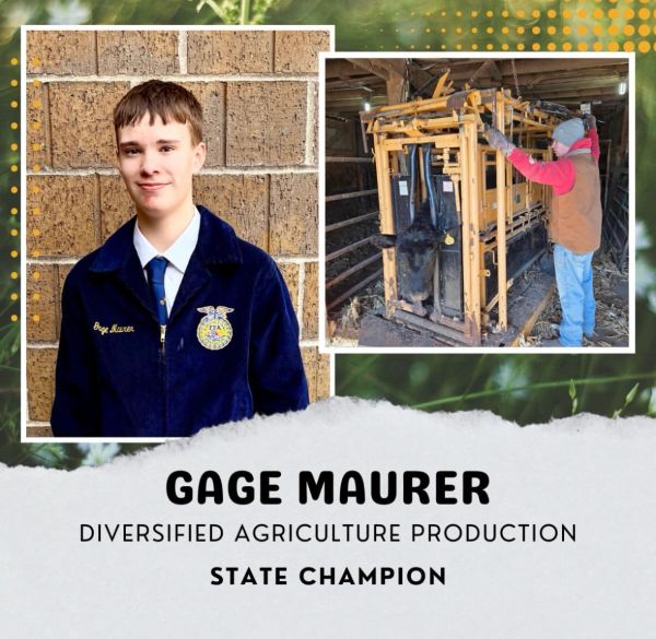 Gage Maurer, state champion in diversified agriculture production.