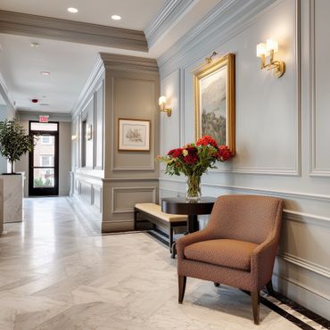 Ceiling moulding in a lobby