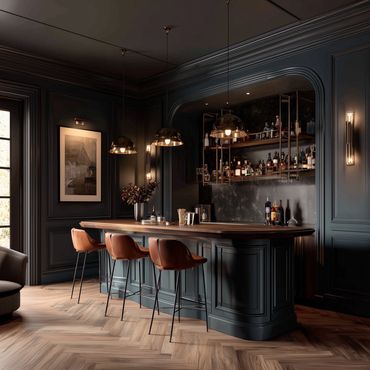 Crown moulding in a bar