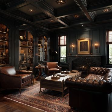 Crown molding in a cigar room