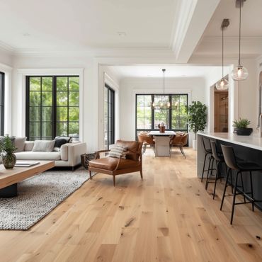 Crown moulding in a kitchen and living room