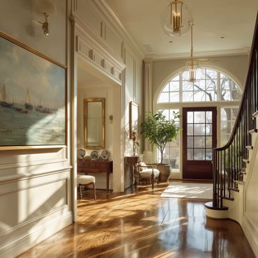 Crown moulding in a foyer